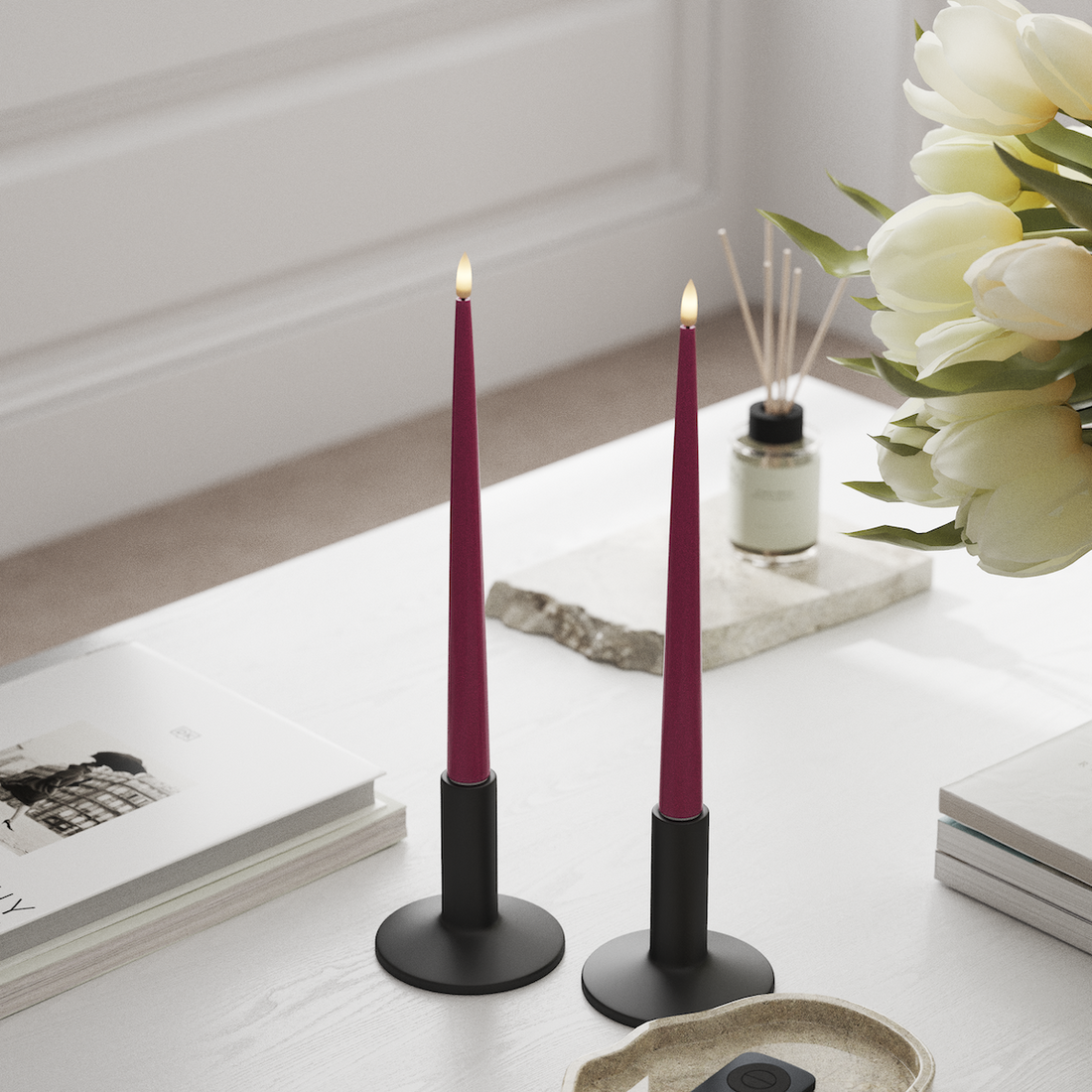 Deluxe Homeart Lakiga LED küünlavalgus, 2 tk 28 cm Purpurpunane LED küünlavalgus 3