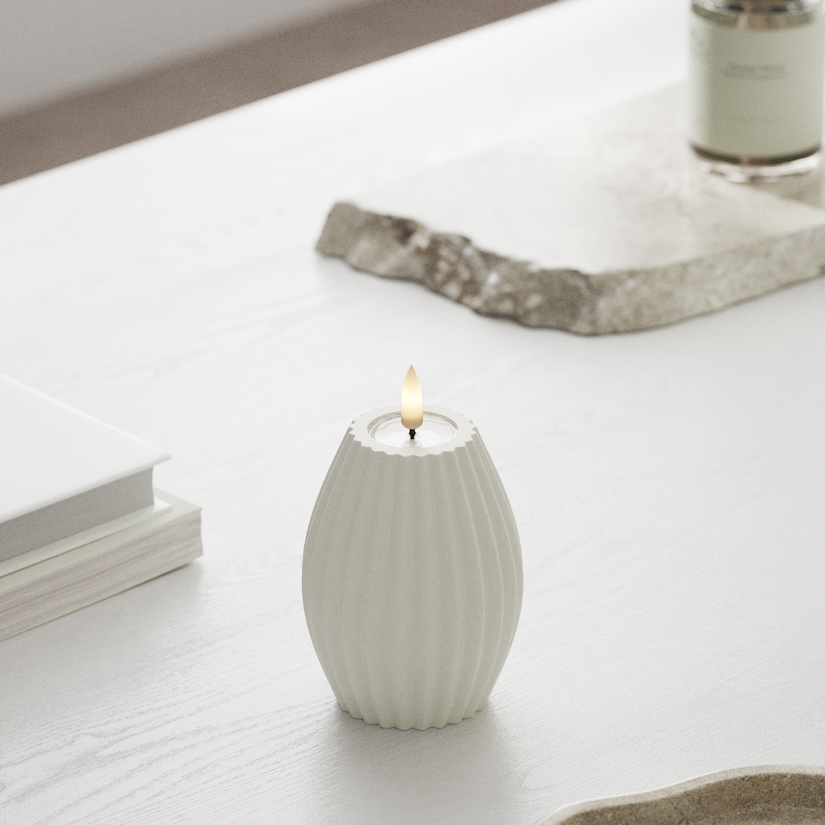 LED Rillelys D 7,5 x H 10 cm Hvit