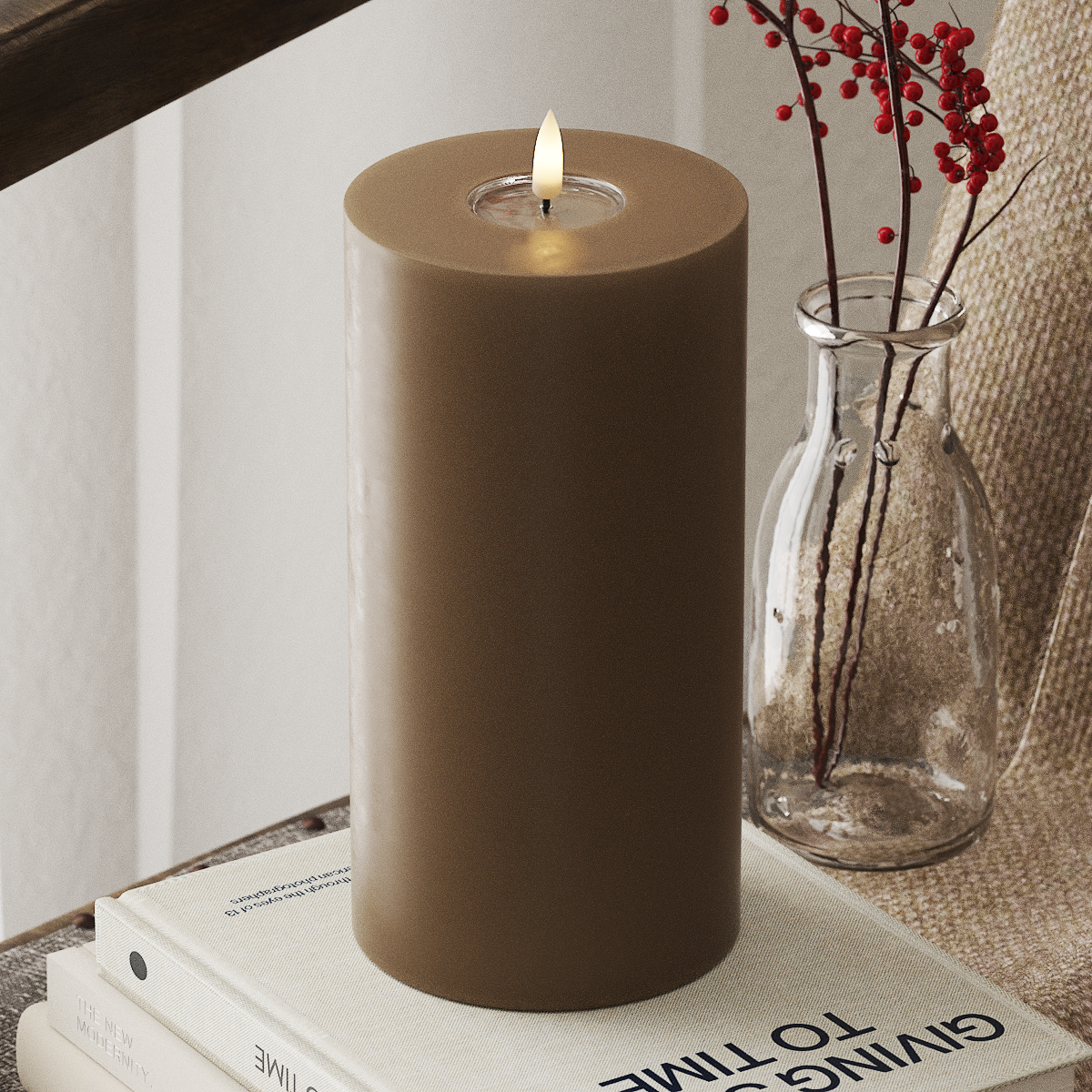 Deluxe Homeart LED Bloklys Ø 10 x 20 cm Karamel LED bloklys 4