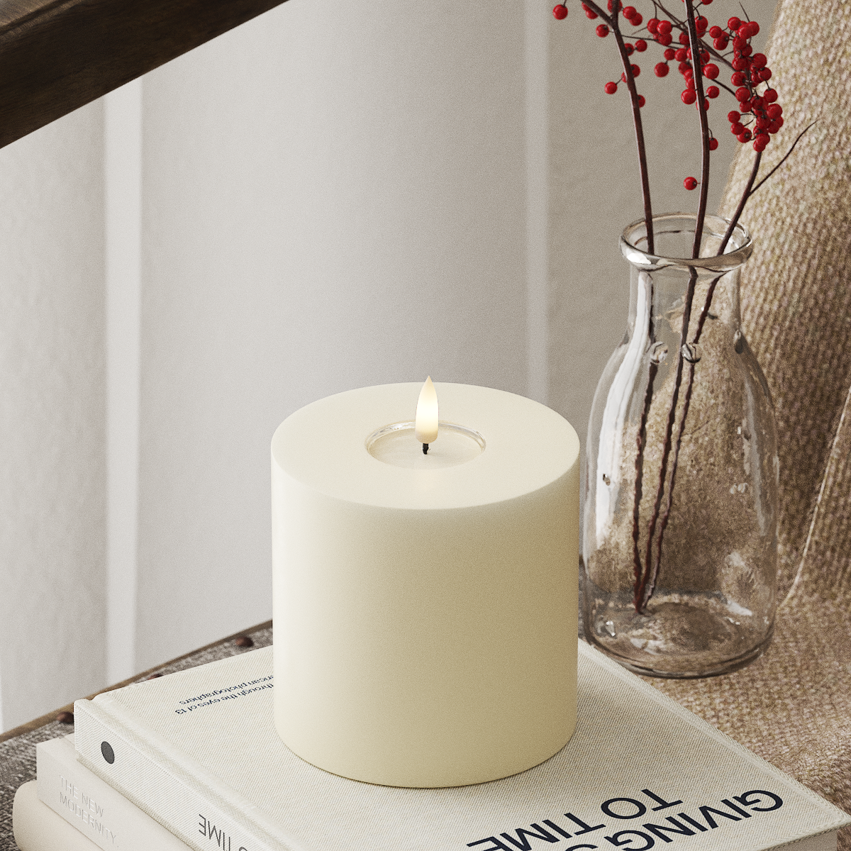 Deluxe Homeart LED Blokklys Ø 10 x 10 cm Krem LED blokklys 4