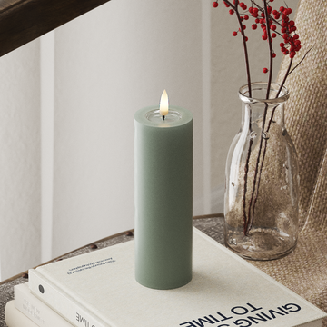 Deluxe Homeart LED Bloklys Ø 5 x 15 cm Salvie Grøn LED bloklys 4