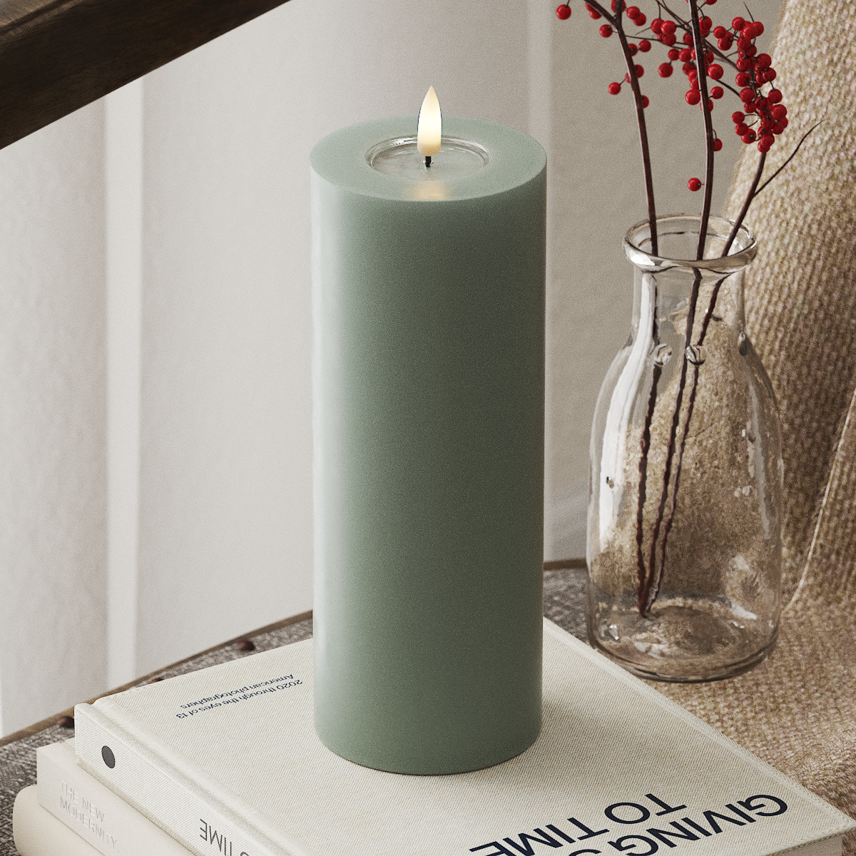 Deluxe Homeart LED blokové světlo Ø 7,5 x 20 cm Šalvějově zelená LED blokové světlo 4