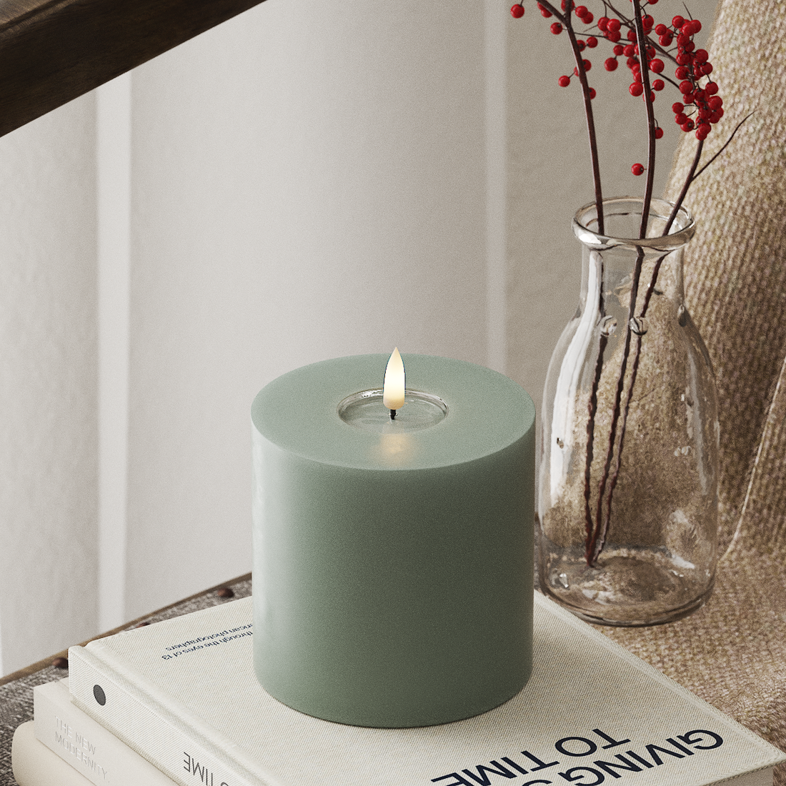 Deluxe Homeart LED blokové světlo Ø 10 x 10 cm Šalvějově zelená LED blokové světlo 4