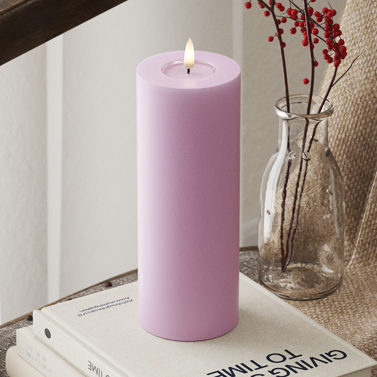 Deluxe Homeart LEDs Vela pilar Ø 7,5 x 20 cm Lavanda LEDs Vela pilar 4