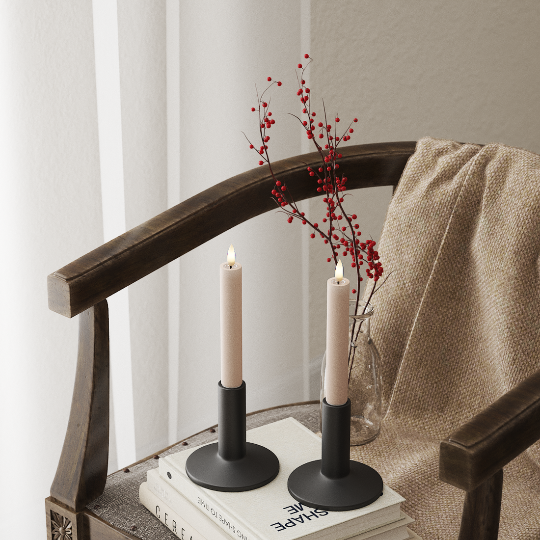 Deluxe Homeart LEDs Vela fina 2 peças, Ø 2 x 15 cm Rosa LEDs Vela fina 4