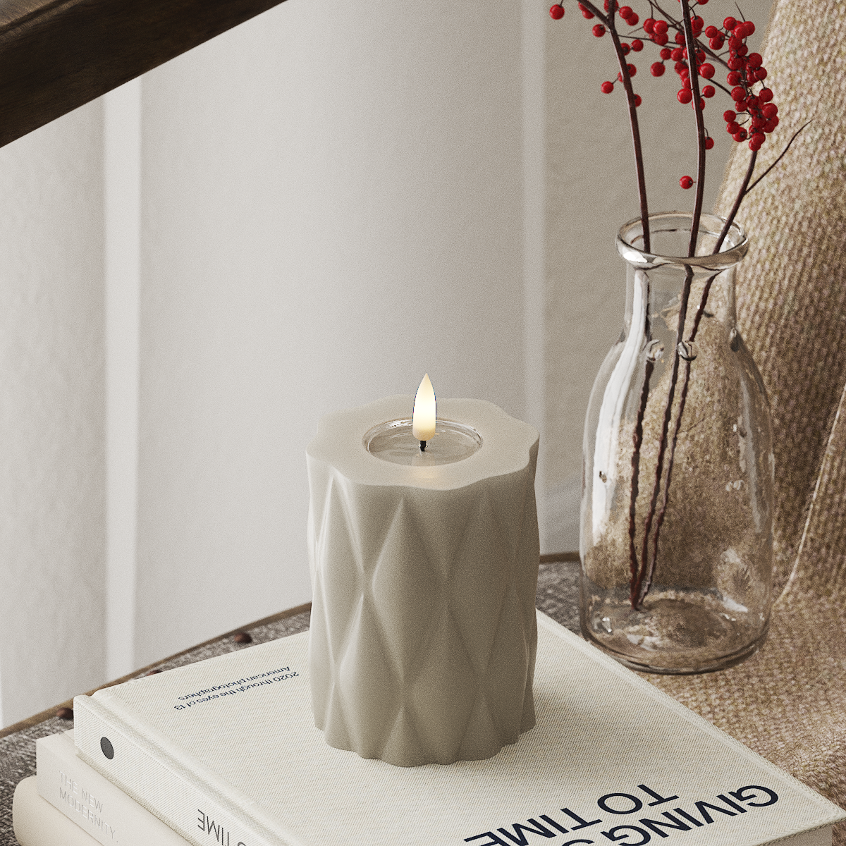 Deluxe Homeart Harlequin LEDs Vela pilar Ø 7,5 x 10 cm Areia LEDs Harlequin 4