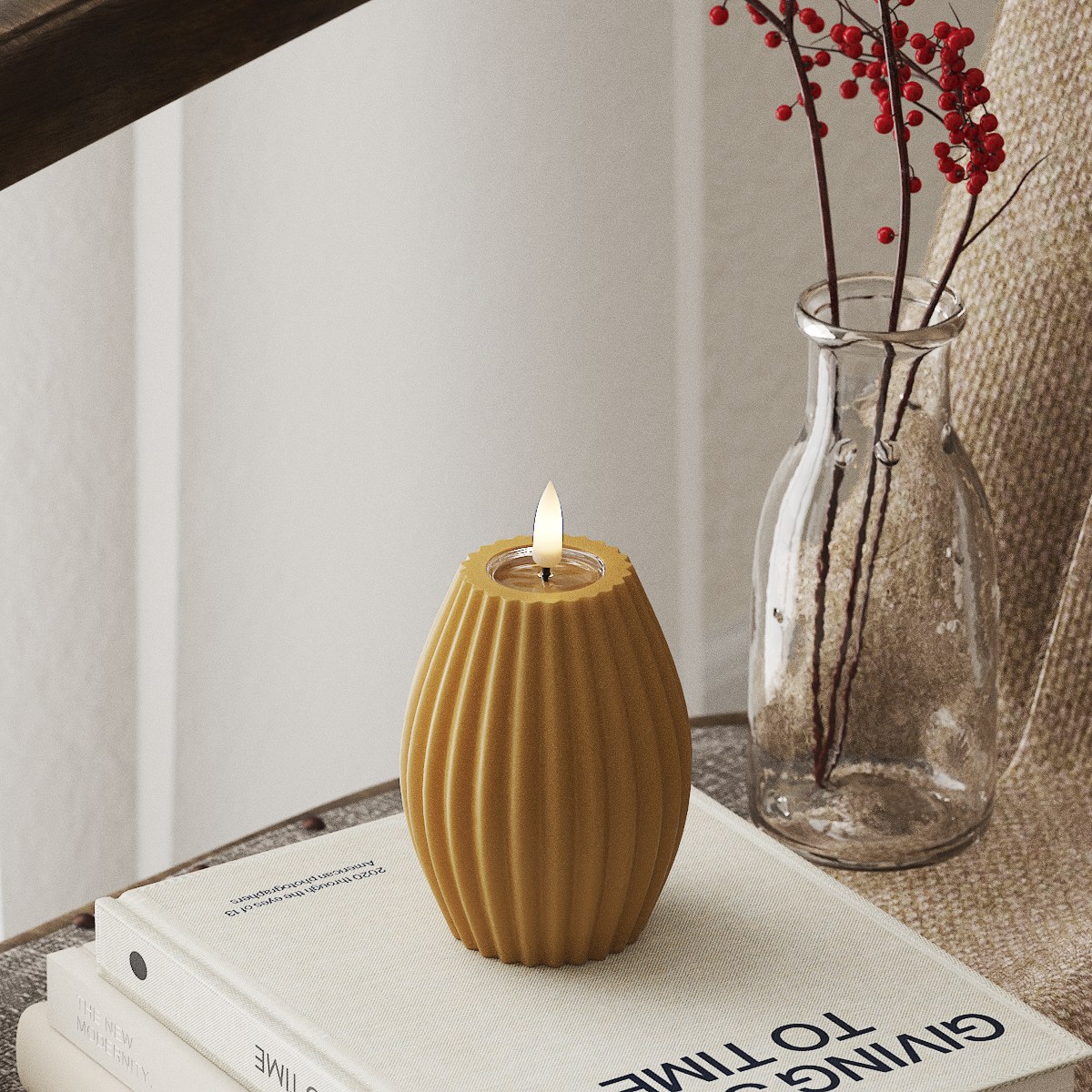 Deluxe Homeart LEDs Vela canelada D 7,5 x A 10 cm Caril LEDs Vela canelada 4