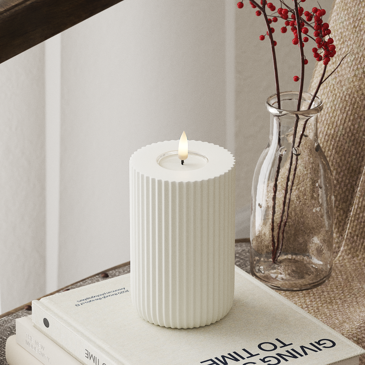 Deluxe Homeart Solid Stripe LED Blokklys Ø 8 X 12,5 Cm Hvit LED Form 4