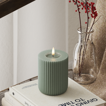 Deluxe Homeart Solid Stripe LED Blockljus Ø 8 X 10 Cm Salviagrön LED Form 4