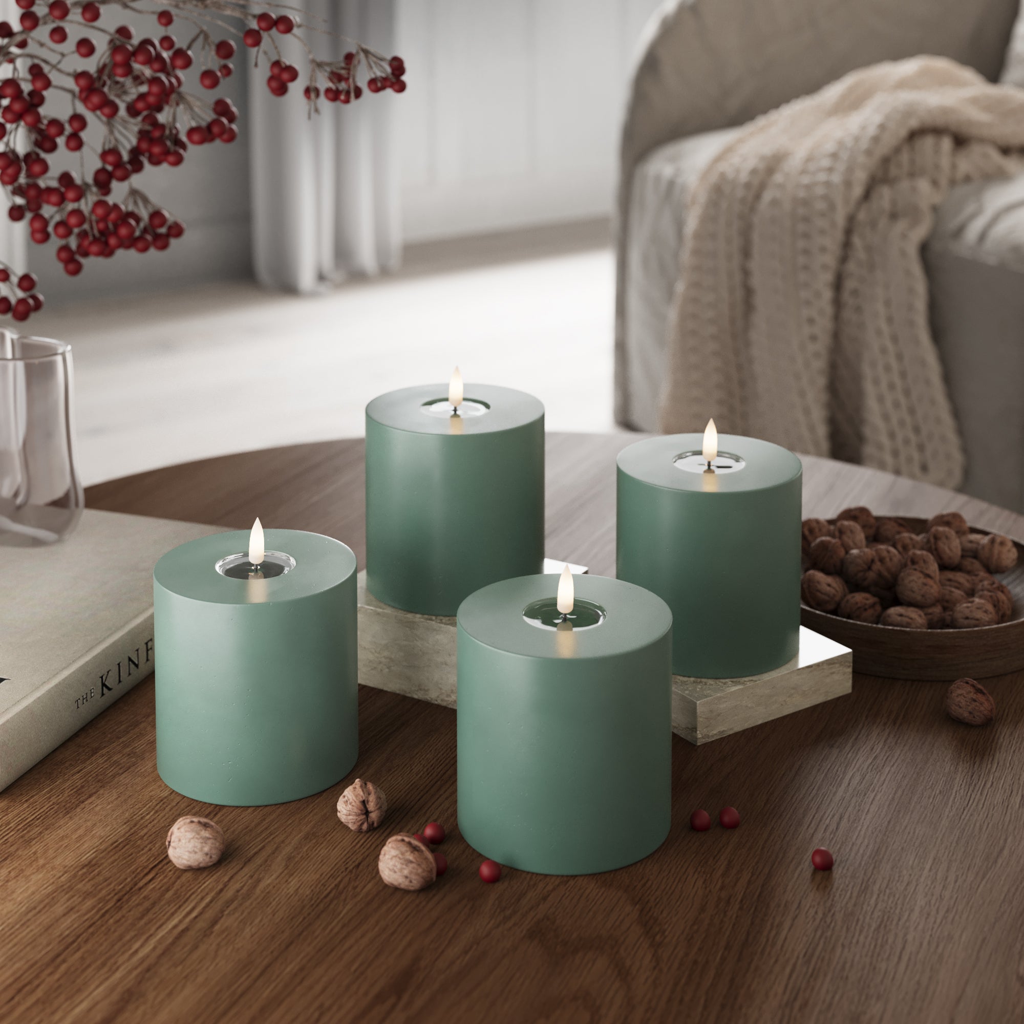 Φώτα μπλοκ LED Ø 10 x 10 cm Πράσινο του νεφρίτη - 4 τεμ.