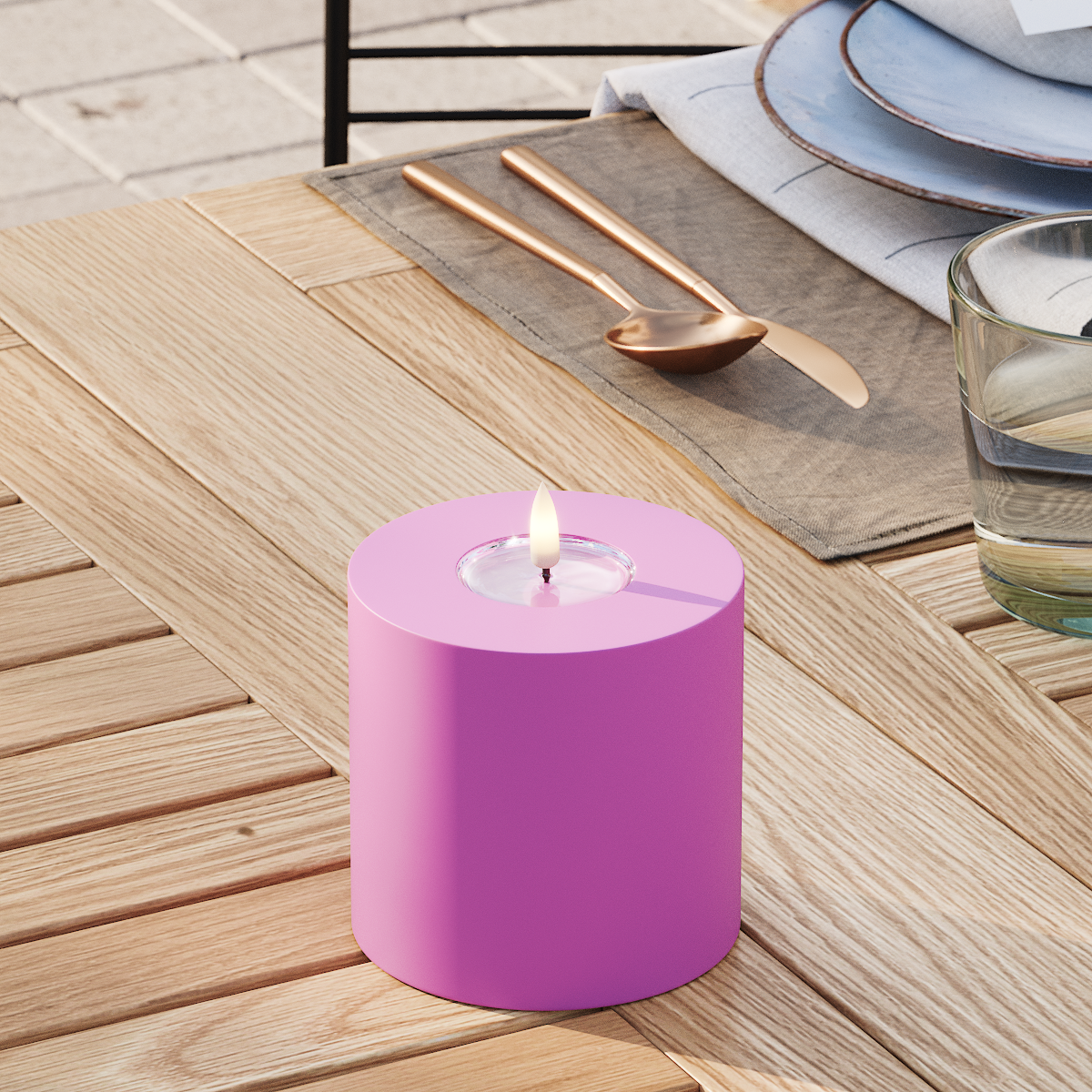 Deluxe Homeart Φωτιστικό μπλοκ LED εξωτερικού χώρου Ø 10 x 10 cm Μαγέντα Φως μπλοκ εξωτερικού φωτός LED 3