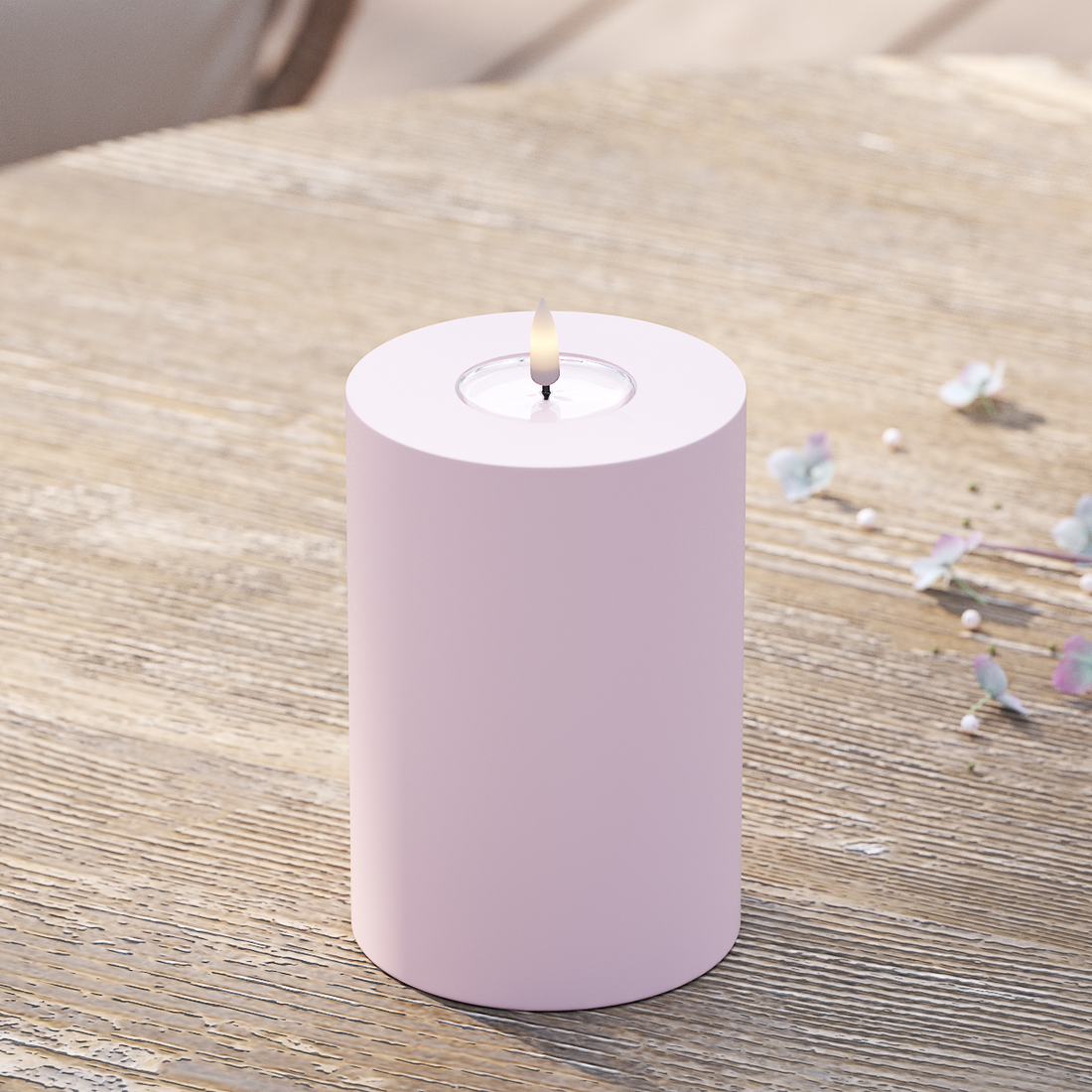 Deluxe Homeart Utendørs LED Blokklys Ø 10 x 15 cm Støvet rød LED utendørs lysblokklys 2