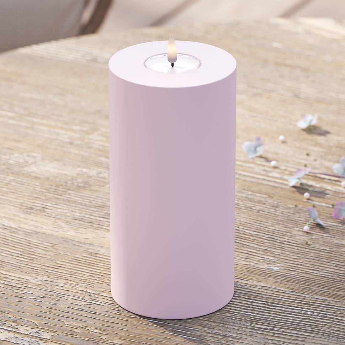 Deluxe Homeart LED externo Vela pilar Ø 10 x 20 cm Vermelho empoeirado Luz LED para exterior Vela pilar 2