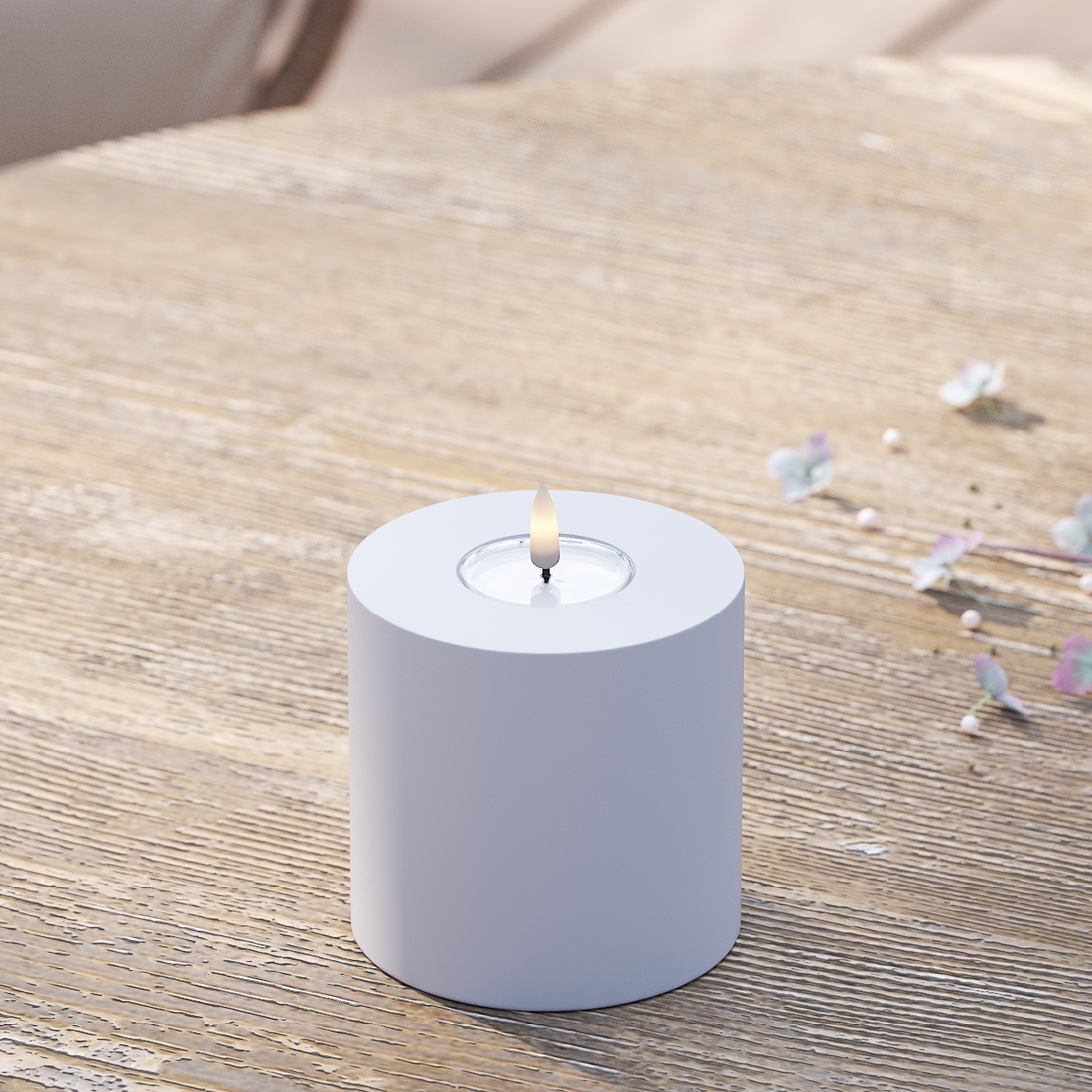 Deluxe Homeart Utendørs LED Blokklys Ø 10 x 10 cm Støvet blå LED utendørs lysblokklys 2