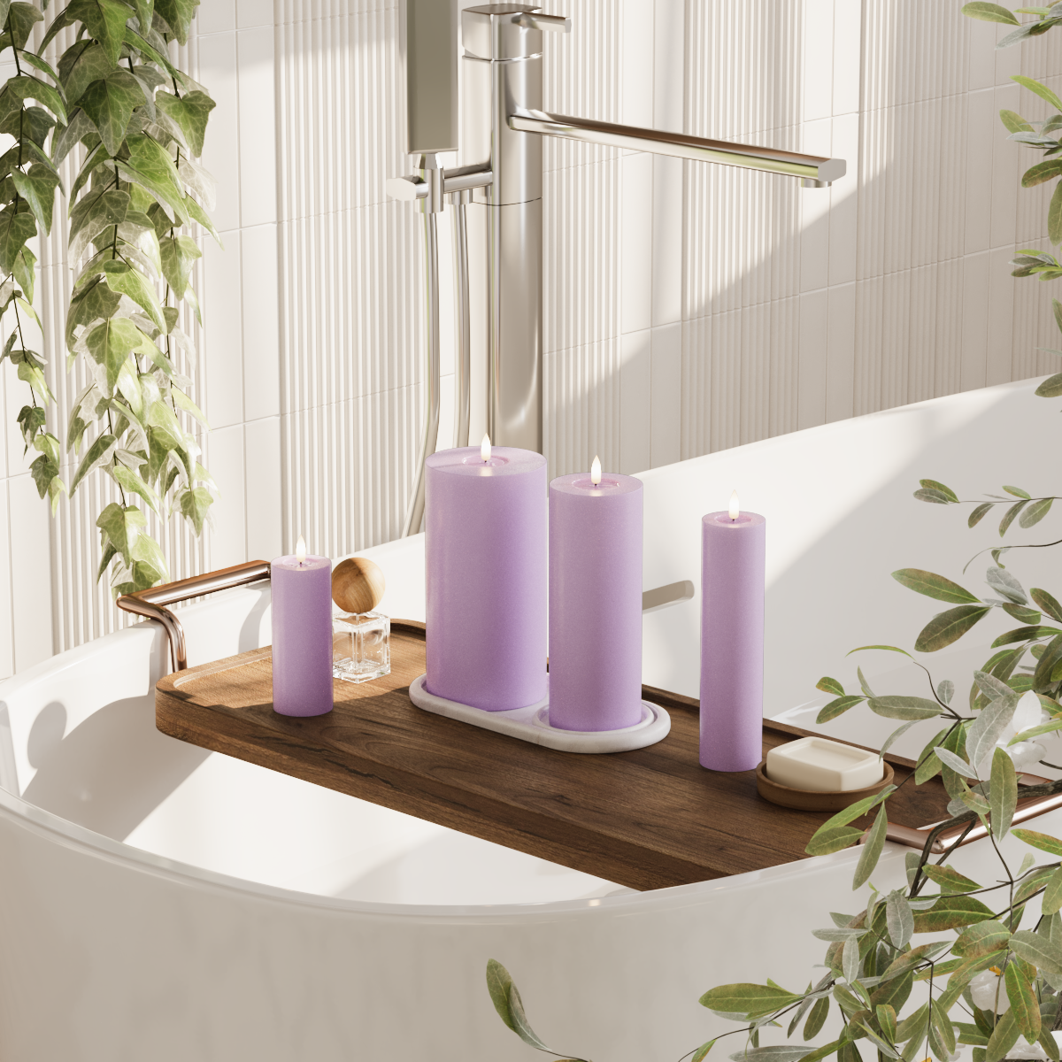 Deluxe Homeart Συσκευασία φωτός μπλοκ LED - Λεβάντα - 5 x 12,5 + 20 | 7,5 x 20 | Συσκευασία 10 x 20 cm 2