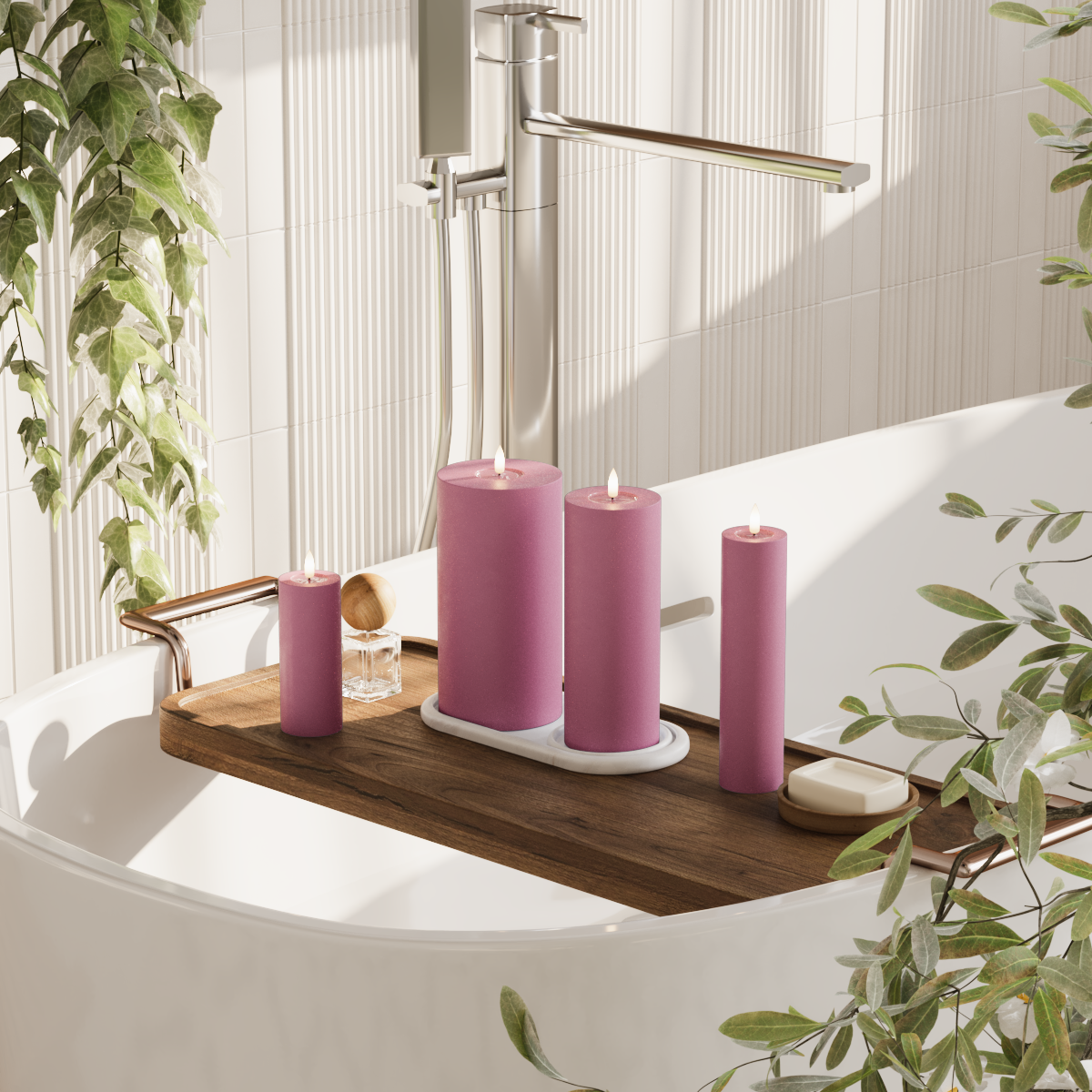 Deluxe Homeart LED plokkvalgusti pakett - Purpurpunane - 5 x 12,5 + 20 | 7,5 x 20 | 10 x 20 cm pakend 2