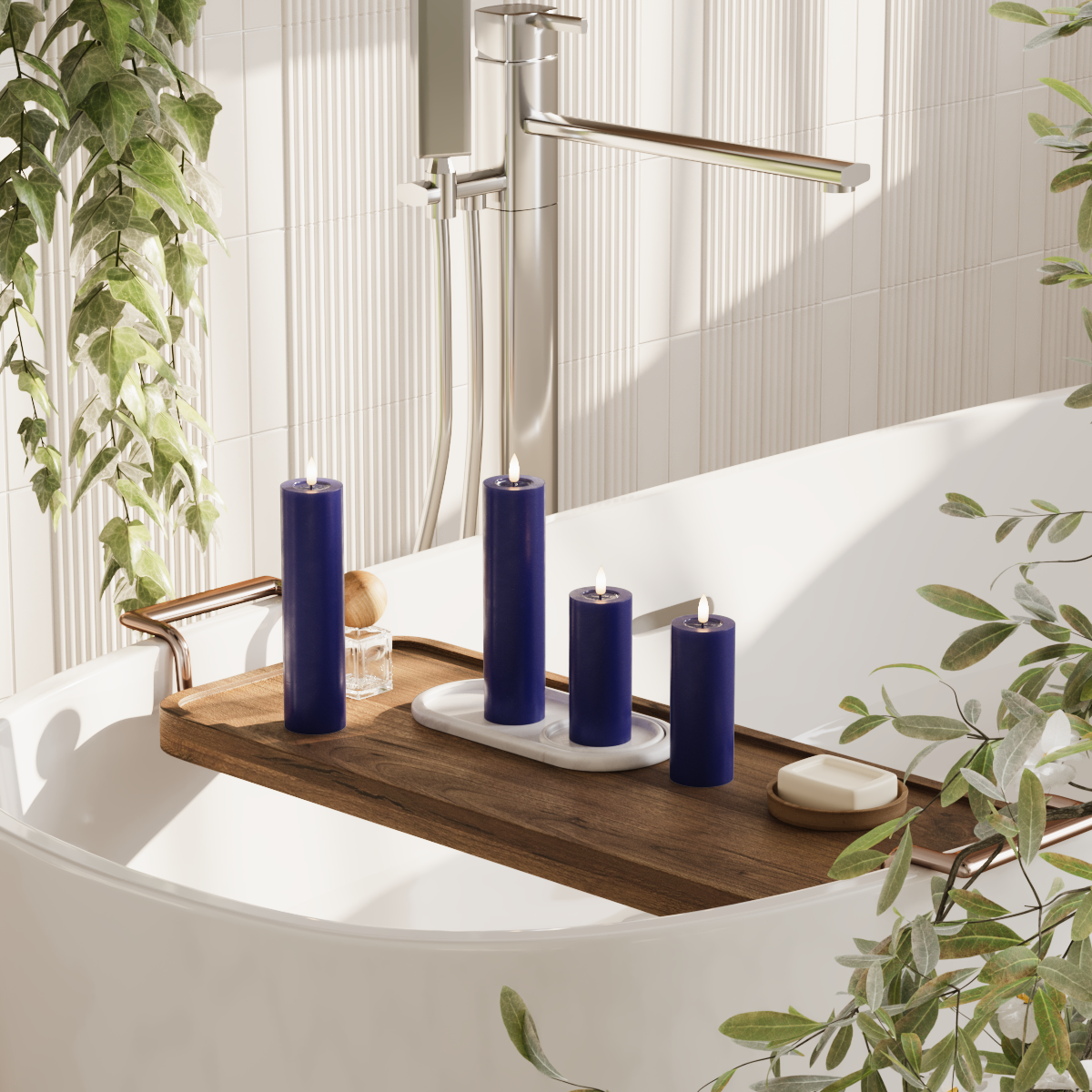 Deluxe Homeart Συσκευασία φωτός μπλοκ LED - Βασιλικό μπλε - 2x 5 x 12,5 cm | 2x 5 x 20 πακέτο 2