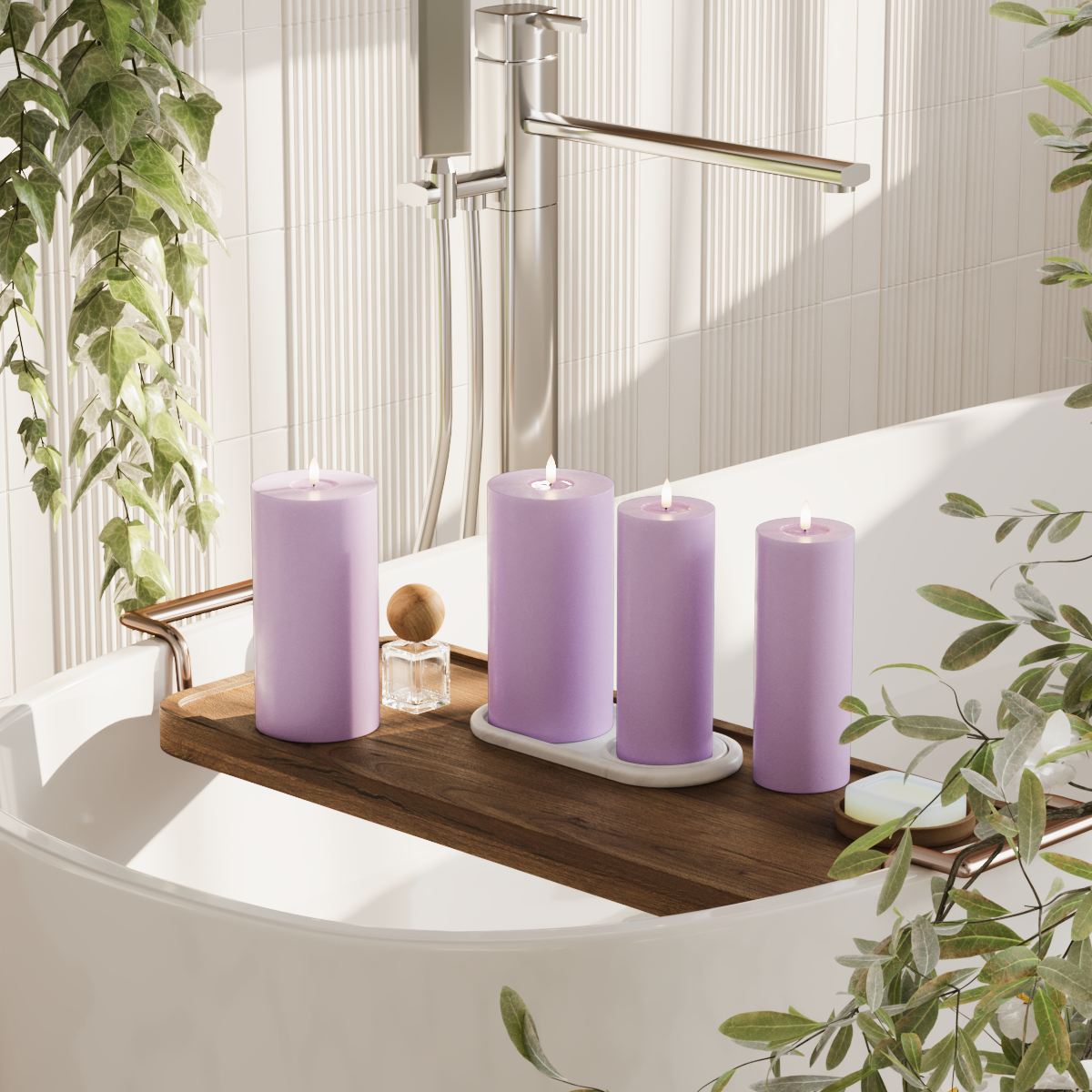 Deluxe Homeart LED plokkvalgusti pakett - Lavendel - 2x 7,5 x 20 | 2x 10x20 cm pakend 2