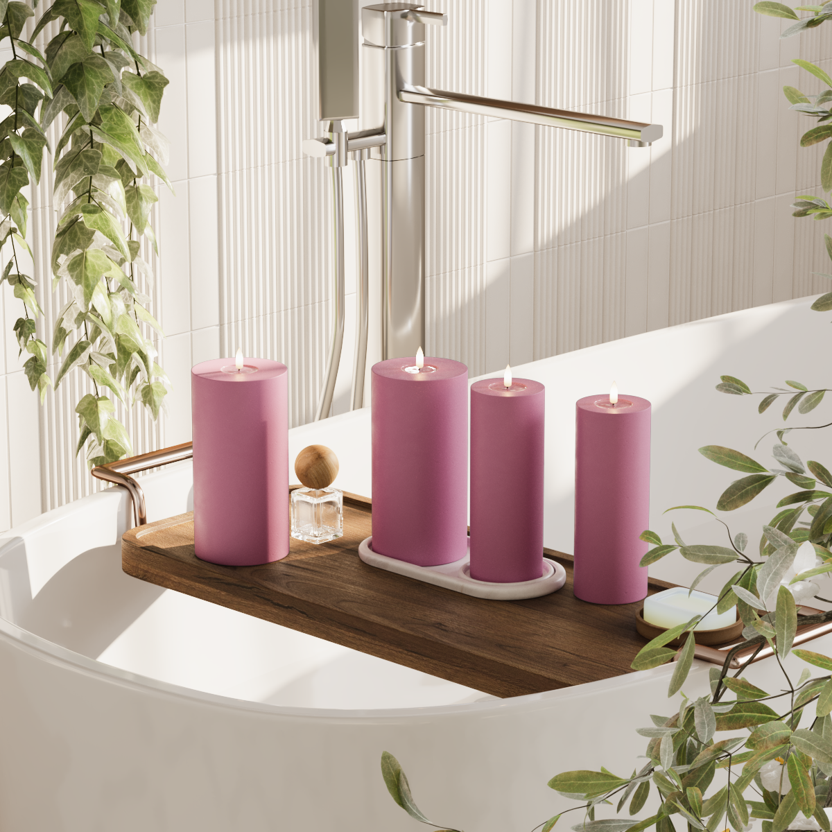 Deluxe Homeart Συσκευασία φωτός μπλοκ LED - Μαγέντα - 2x 7,5 x 20 | 2x 10 x 20 cm συσκευασία 2