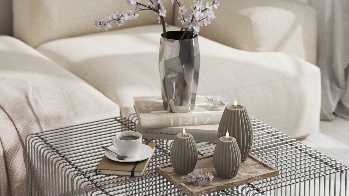 LED de vida real Vela canelada Com design wetlook ™