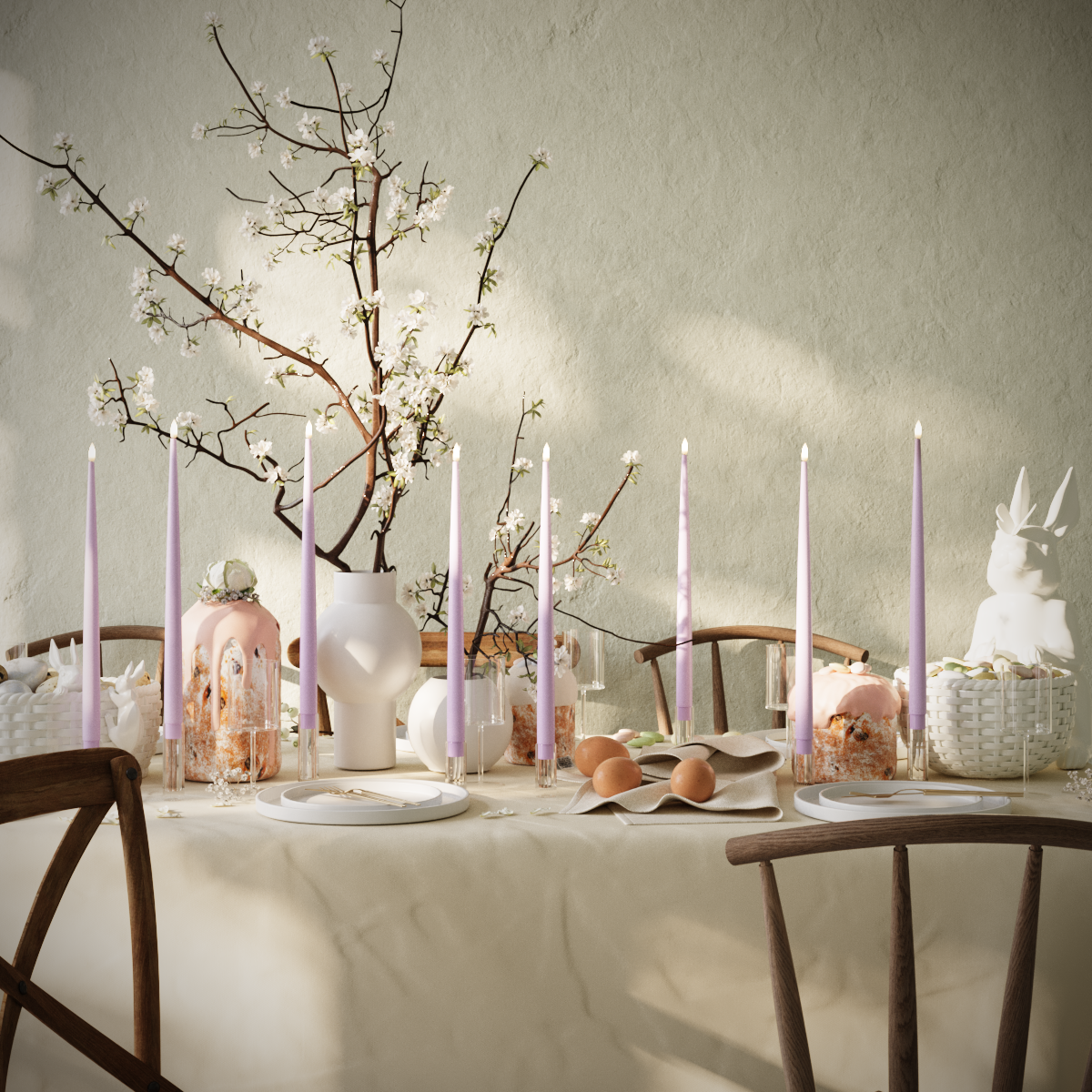 Deluxe Homeart LED Stearinlys pakke - Lavendel - 8 stk 38 cm lys pakke 1