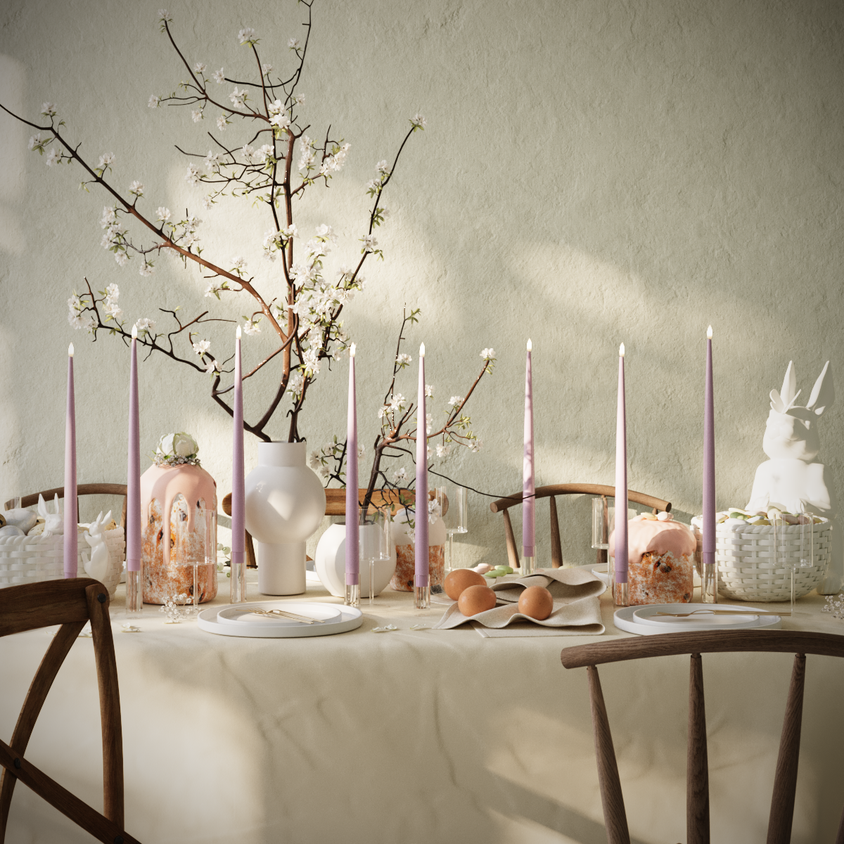 Deluxe Homeart LED Ljus Med Lack paket - Ljuslila - 8 stycken 38 cm Ljus Med Lack paket 1