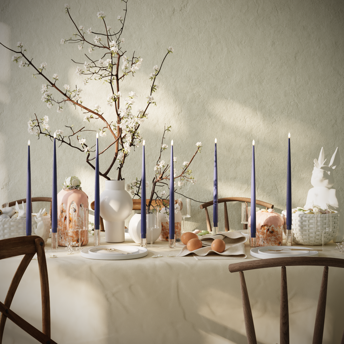 Deluxe Homeart LED Ljus Med Lack paket - Kungsblå - 8 stycken 38 cm Ljus Med Lack paket 1