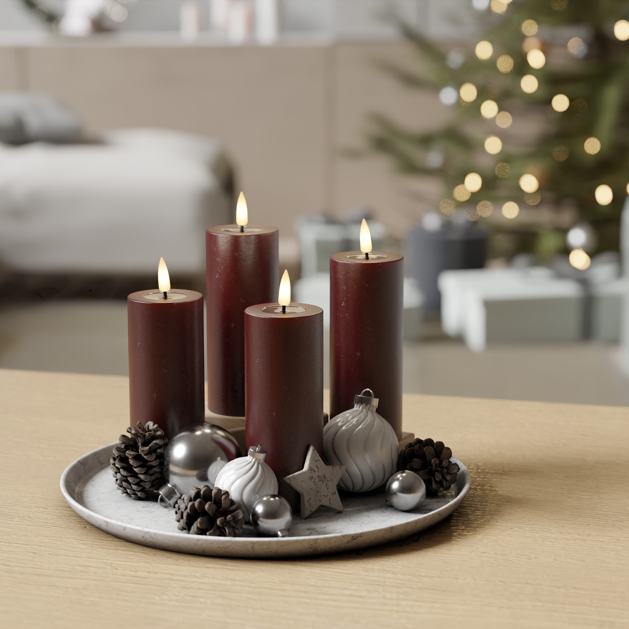 Deluxe Homeart Burgundia plokkvalgusti pakett 4 x ø 5 x 12,5 1