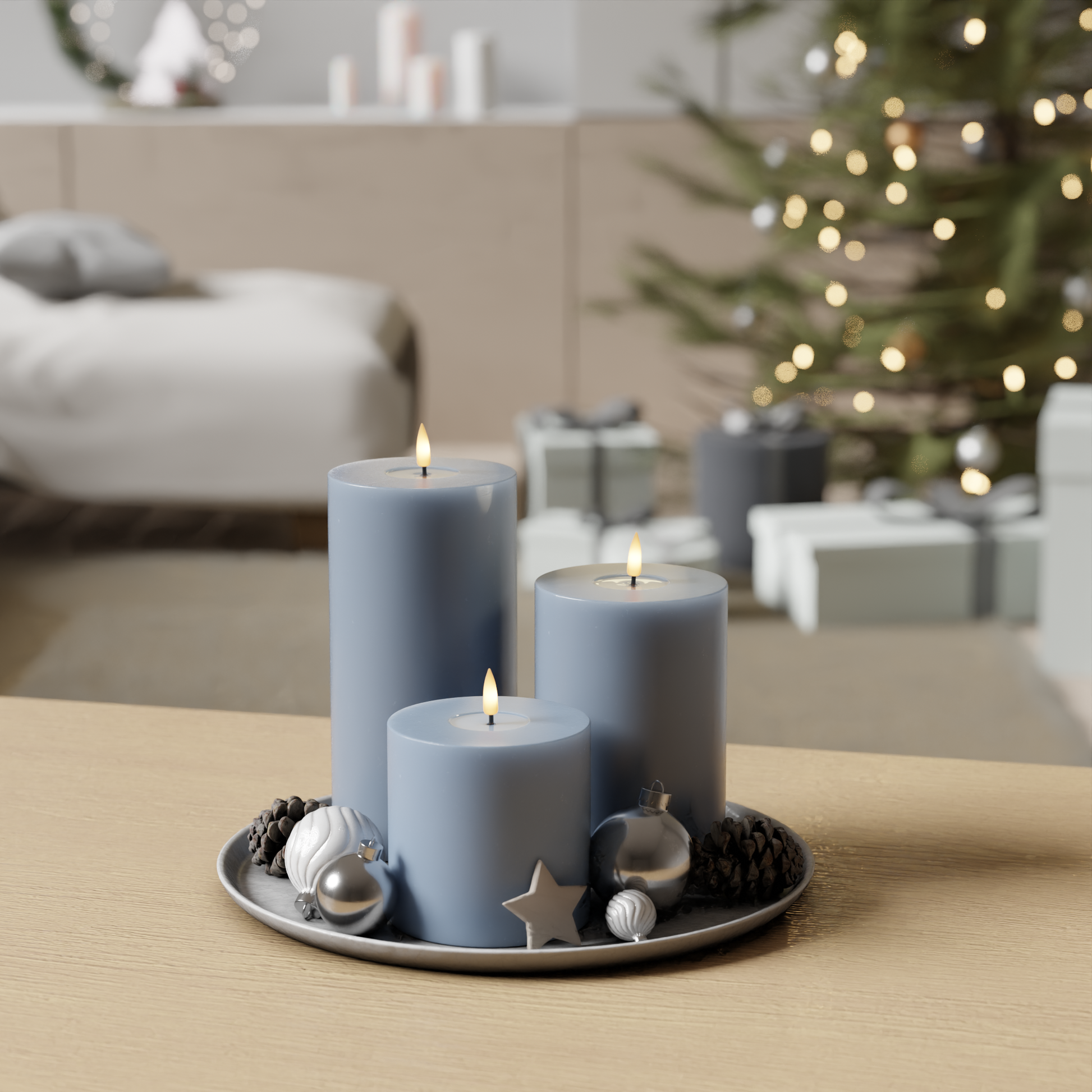 Deluxe Homeart Isblå blokklyspakke 10 x 10, 15, 20 1