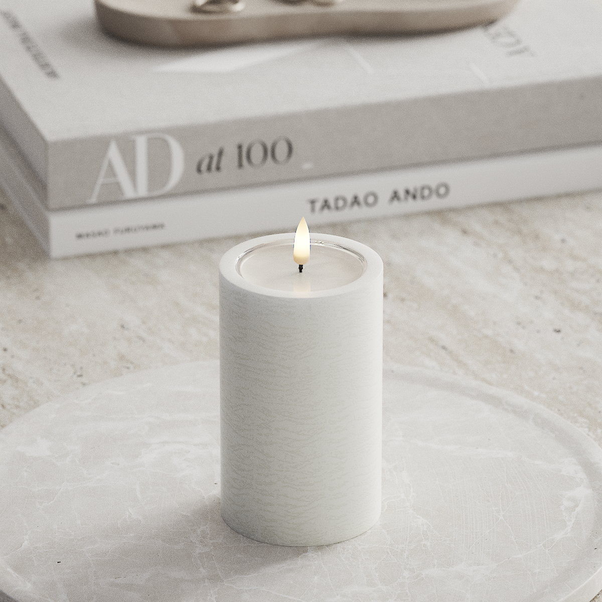 Deluxe Homeart Unique LEDs Vela pilar D 7,5 x 12,5 cm Branco unique Vela pilar 1