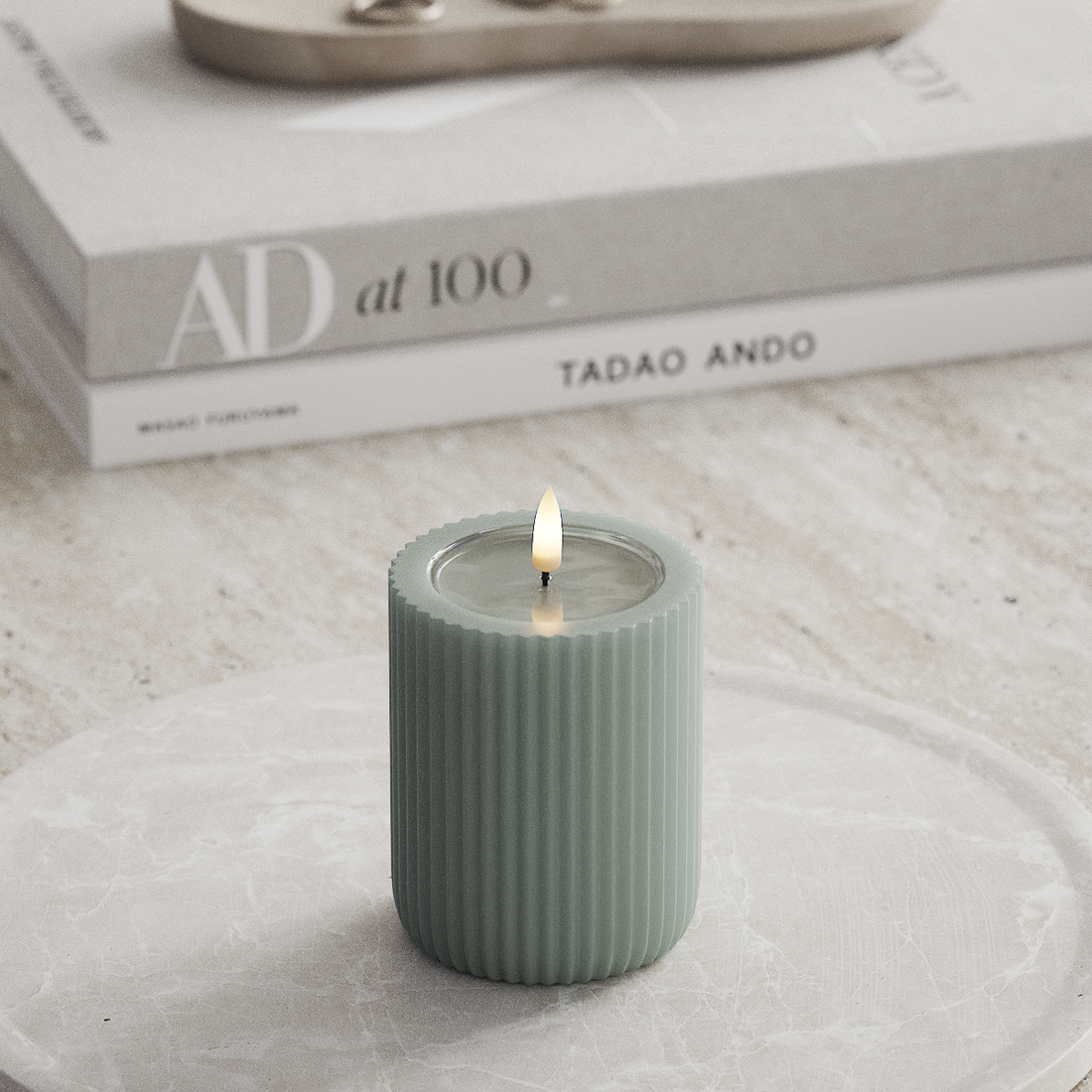 Deluxe Homeart Unique LED Rillelys D 8 x 10 cm Salviegrønn unique rillelys 3