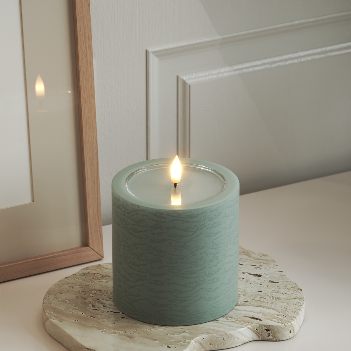 Deluxe Homeart Unique LED Blockljus D 10 x 10 cm Salviagrön unique Blockljus 3