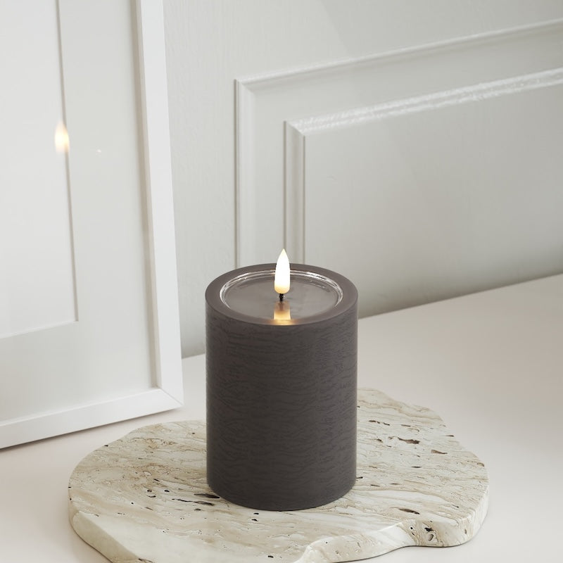 Unique Candles Unique LED blokové světlo D 7,5 x 10 cm Mokka